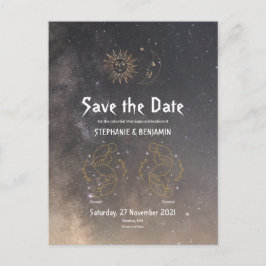 Gemini Himmelsk Typografi Zodiak Glitter Cool Meddelande Vykort