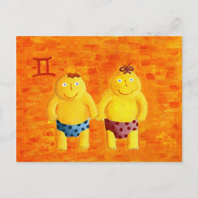 Gemini Horiscope Zodiac Stjärntecken Vykort (Framsida)