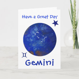 Gemini Horoscope Card, födelsedagskort Kort