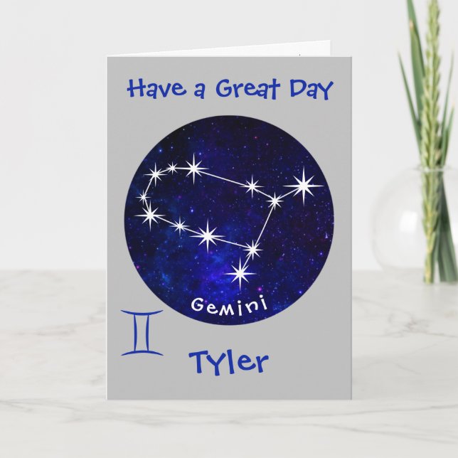 Gemini Horoscope Card, födelsedagskort Kort (Framsida)
