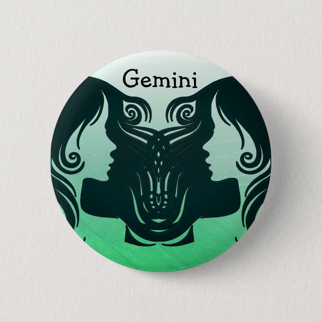Gemini Horoscope Zodiac Sign Button Knapp (Framsida)