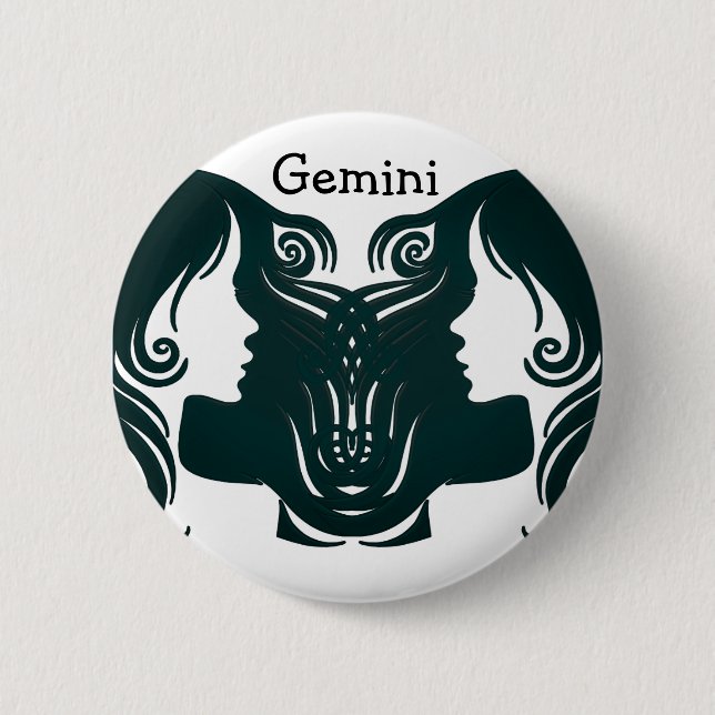Gemini Horoscope Zodiac Sign Button Knapp (Framsida)