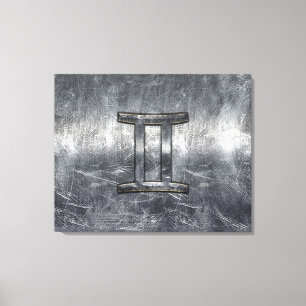 Gemini-inloggning Distress Siver Steel Stil Canvastryck