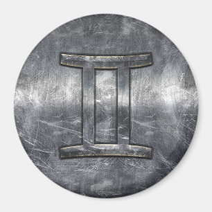 Gemini-inloggning Distress Siver Steel Stil Magnet