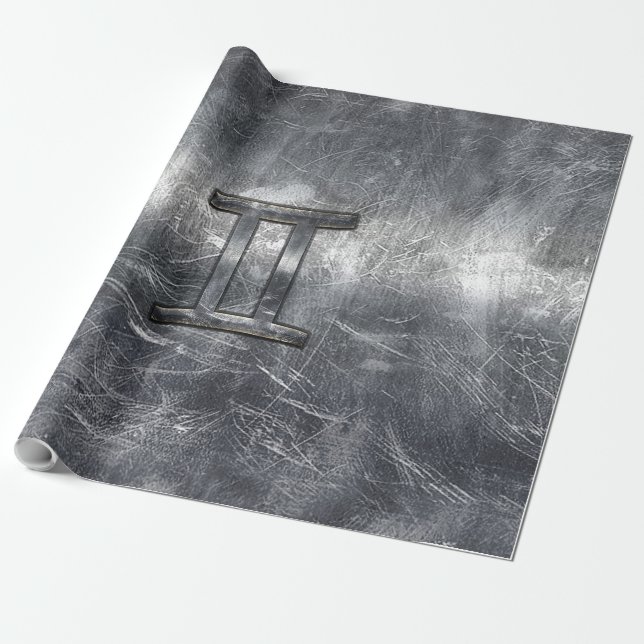 Gemini-inloggning Distress Siver Steel Stil Presentpapper (Utrullad)