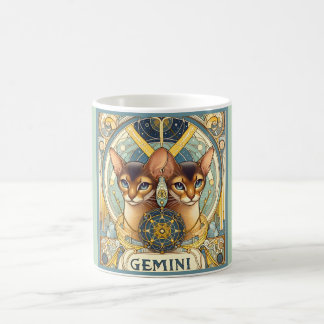 Gemini Inquisitive Cat Zodiac Art nouveau Kaffemugg