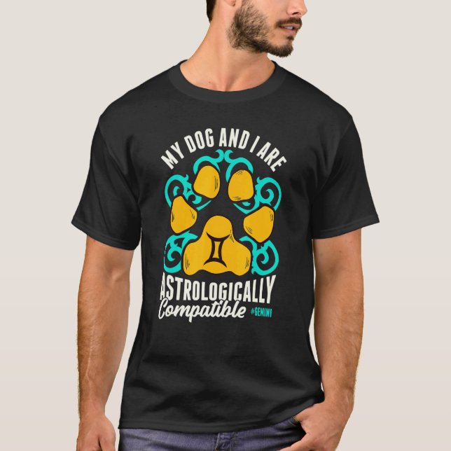 Gemini Inspired Hund Astrology Related Hund Gemini T Shirt (Framsida)