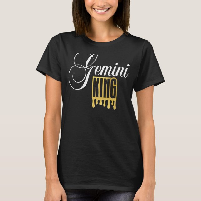Gemini King Zodiac Sign T Shirt (Framsida)