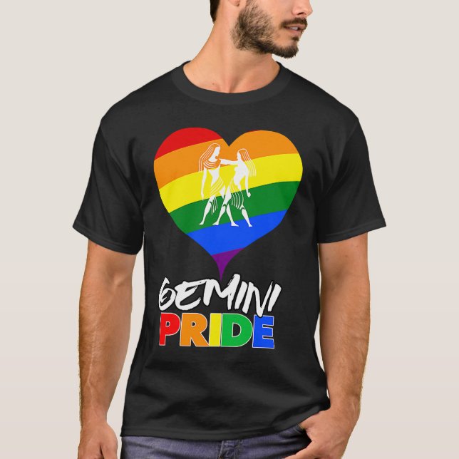 Gemini LGBT Gay Pride Awesome T Shirt (Framsida)