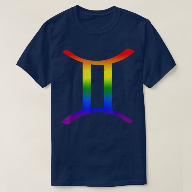 Gemini Lgbt Zodiac Sign Lgbt Rainbow Pride Gay Gif T Shirt (Design framsida)