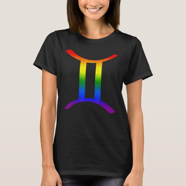 Gemini Lgbt Zodiac Sign Lgbt Rainbow Pride Gay T Shirt (Framsida)