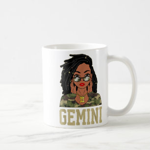 Gemini Locd Hair Sy Black Woman Camo Melanin Girl Kaffemugg