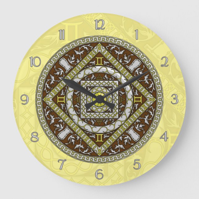 Gemini Mandala Clock Stor Klocka (Framsida)