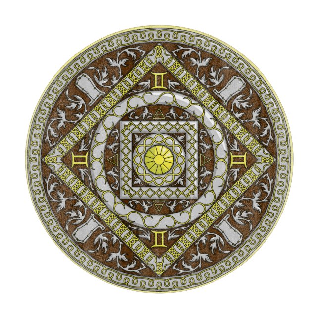 Gemini Mandala Glass Caking Board (Framsidan)
