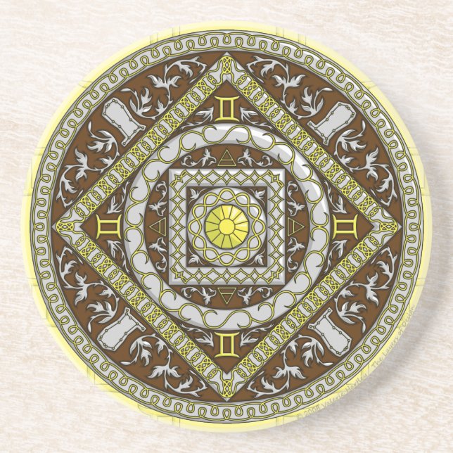Gemini Mandala Underlägg Sandsten (Framsidan)