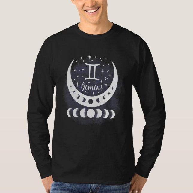 Gemini Måne Phase Vatten Zodiac Sign Horoscope Per T Shirt (Framsida)