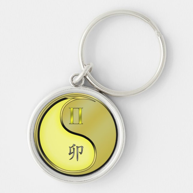 Gemini & Metall Rabbit Rund Silverfärgad Nyckelring (Framsidan)