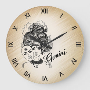 Gemini Mfrågade Dam Zodiac Stor Klocka