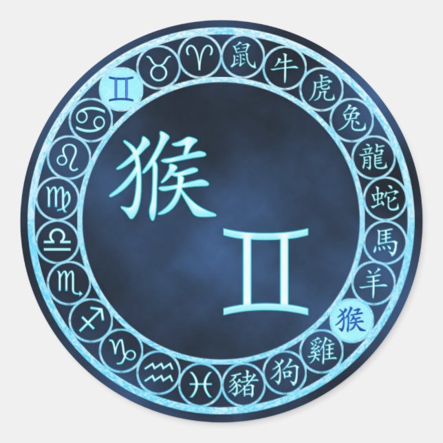 Gemini/Monkey Runt Klistermärke (Framsida)