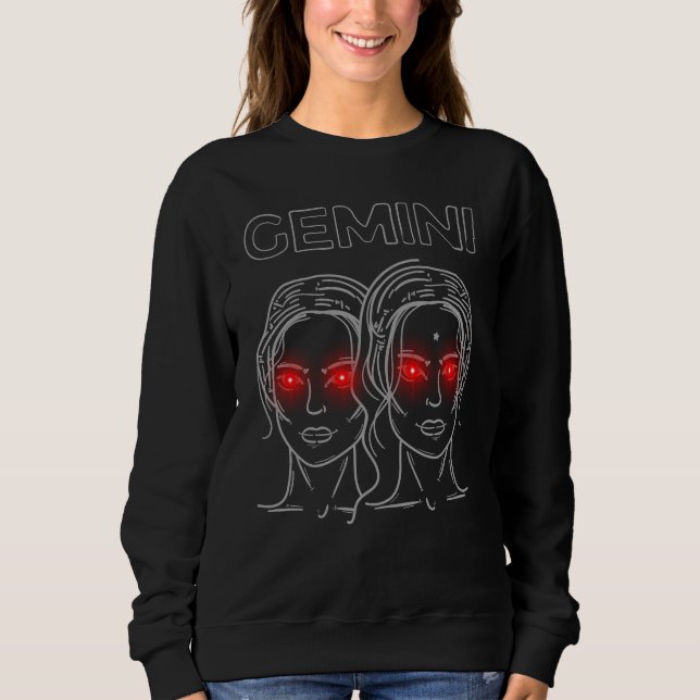 Gemini Mörk Astrologi | Minimal Ockult Zodiak T Shirt (Framsida)