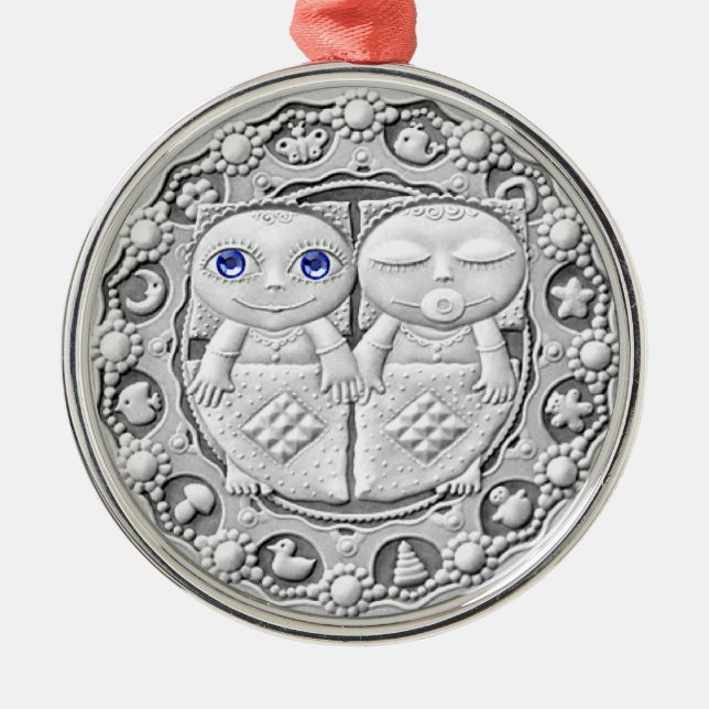 Gemini myntar den högvärdiga prydnaden julgransprydnad metall (Framsidan)