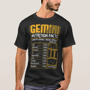 Gemini Nutrition Facts Zodiac Sign Birthday Month T Shirt