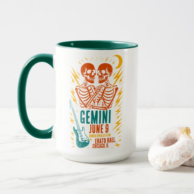 Gemini på Erato Hall: Tvilling-Skelett Punkkonsert Mugg (Med munk)