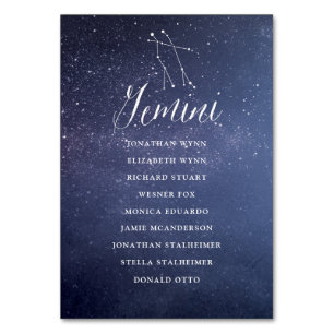 Gemini-platskort för Bröllop Bordsnummer