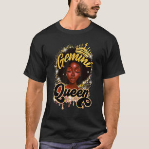 Gemini Queen Black Queen Melanin Afro Women Birthd T Shirt
