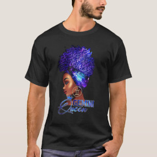 Gemini Queen Curly Hair Black Girl Magic Zodiac Qu T Shirt