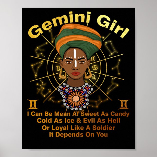 Gemini Queen Sweet as Candy Birthday Black Women Poster (Framsidan)