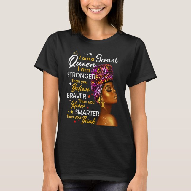 Gemini Queen Sweet as Candy    Birthday for Black  T Shirt (Framsida)