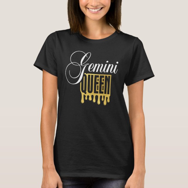 Gemini Queen Zodiac Sign T Shirt (Framsida)