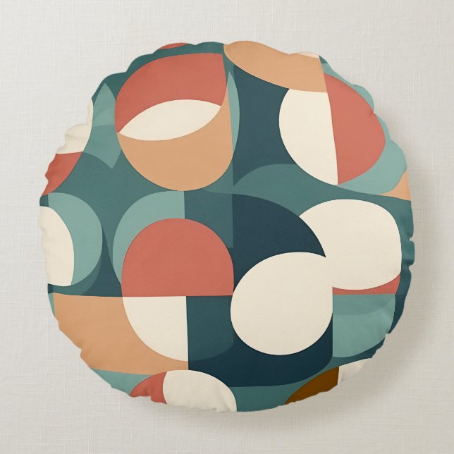 Gemini said Retro Geometric Semicircle Pillow Rund Kudde (Framsidan)