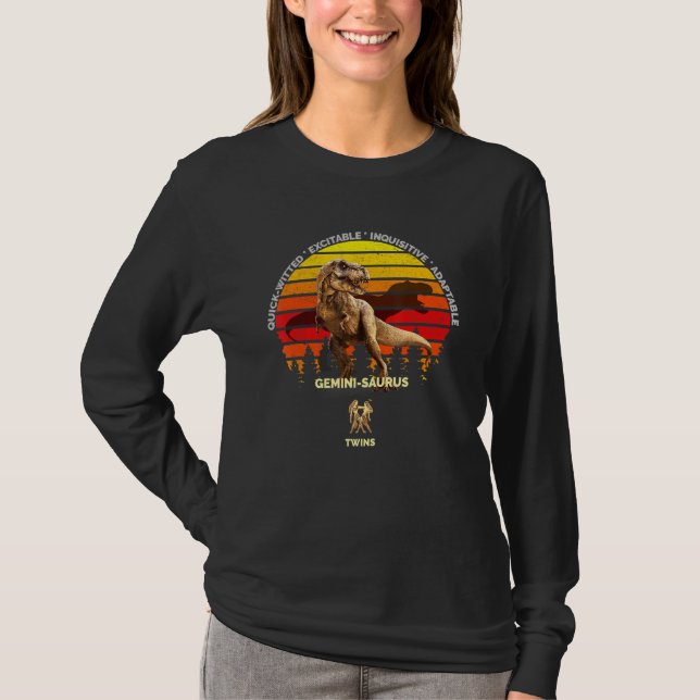 Gemini Saurus Zodiac Gemini maj 21 juni 20 Twillin T Shirt (Framsida)
