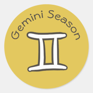 Gemini Season Astrology Zodiac Sign Guld Gult Runt Klistermärke