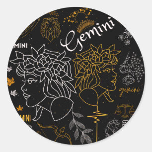 Gemini Sign Zodiac Horoscope Design Runt Klistermärke