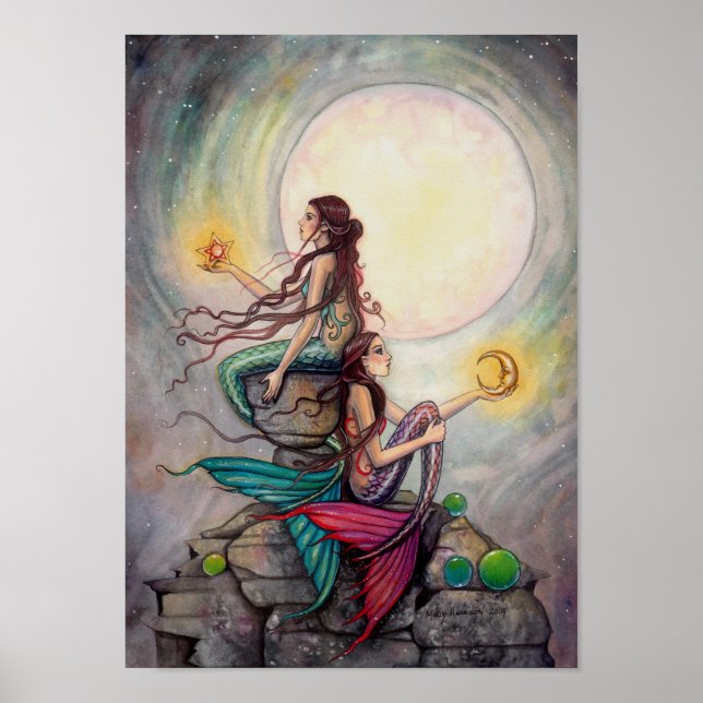 Gemini Sirener Fantasy Art Affisch (Framsidan)