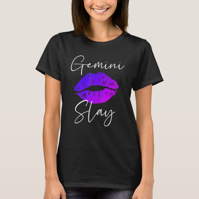 Gemini Slay Lipstick Läppar Costume Fantastisk Bir T Shirt (Framsida)