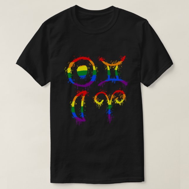Gemini Sol Aries Måne Rainbow Gay pride Month Astr T Shirt (Design framsida)