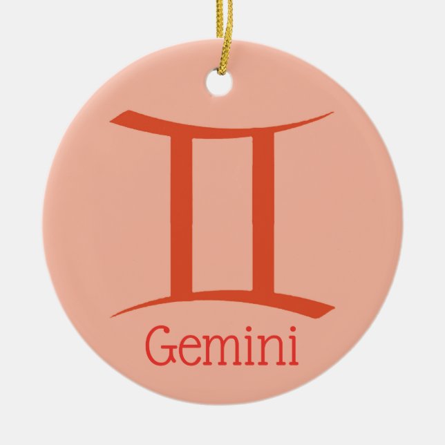 Gemini Sol Sign Zodiac Symbol Julgransprydnad Keramik (Framsidan)