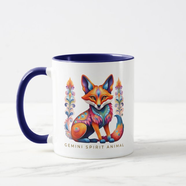 Gemini Spirit Animal Fox Alebrije Mugg (Vänster)