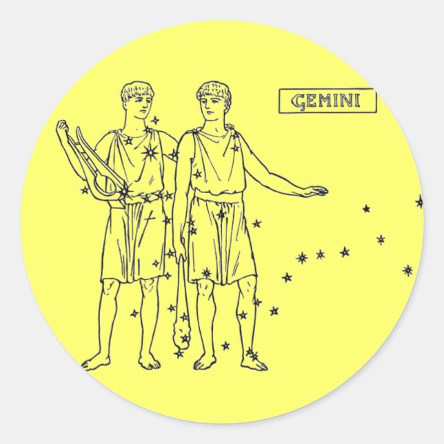 Gemini Sticker Runt Klistermärke (Framsida)