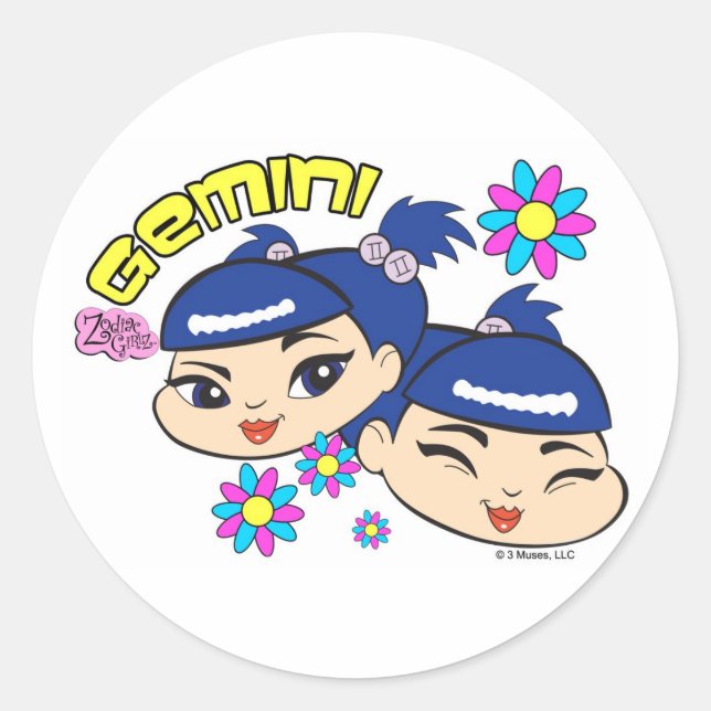Gemini Stickers Runt Klistermärke (Framsida)