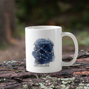 Gemini Stjärnklar Natt Konstellation Anpassat Namn Kaffemugg