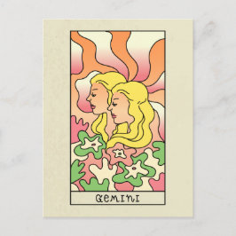 Gemini Stjärntecken Abstrakt Konst Vintage Vykort