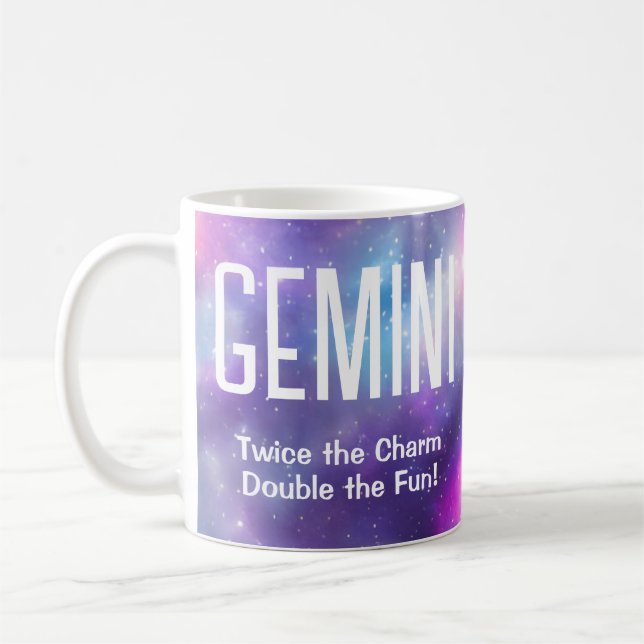 Gemini Stjärntecken Colorful Galaxy Astrology Gift Kaffemugg (Vänster)