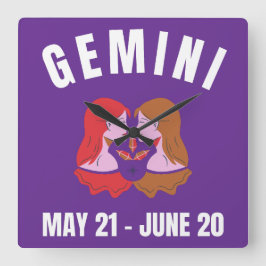Gemini stjärntecken fyrkantig klocka