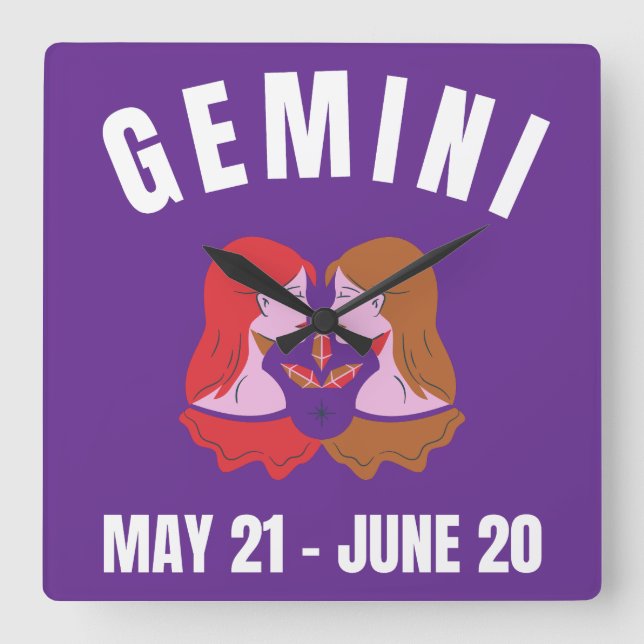 Gemini stjärntecken fyrkantig klocka (Framsida)