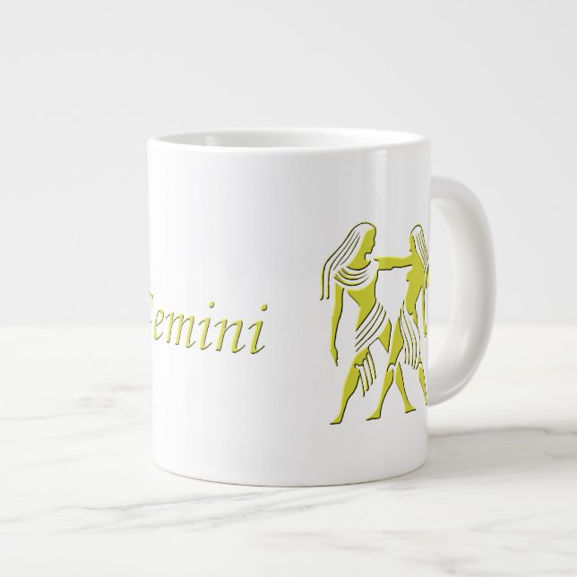 Gemini, Stjärntecknet Twillingar Zodiac Astrology Jumbo Mugg (Framsida höger)